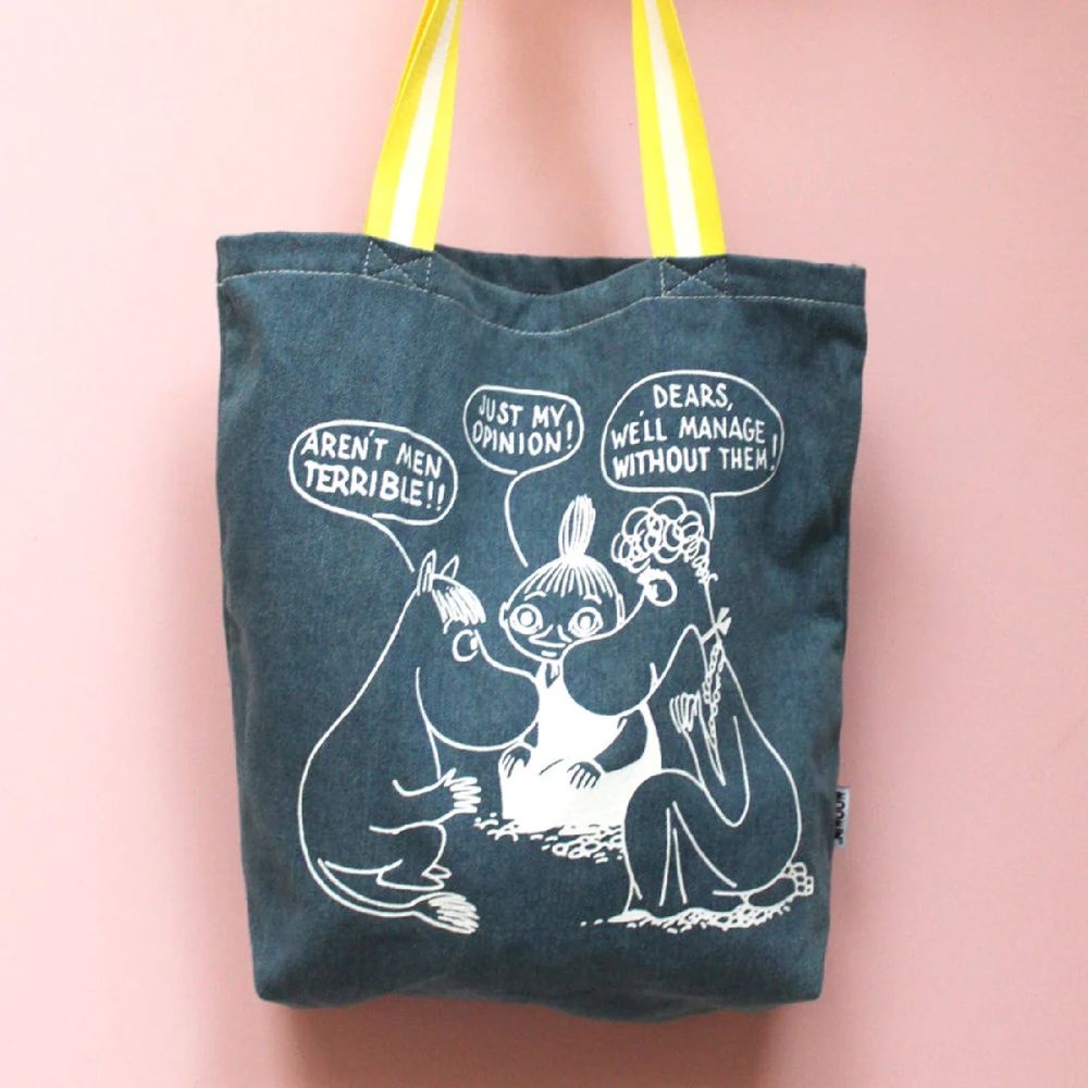 Moomin Aren&#39;t Men Terrible Denim Tote Bag - House of Disaster - The Official Moomin Shop