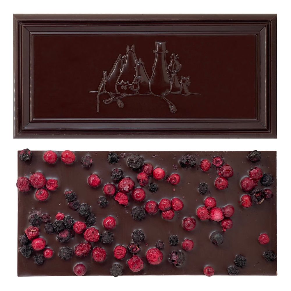 Moomintroll Dark Chocolate with Lingonberry & Blueberry 70g - The Official Moomin Shop