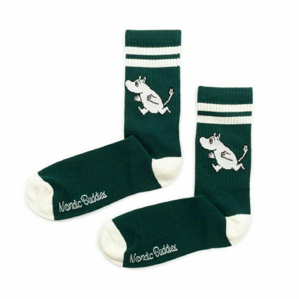 Moomintroll Retro Socks Forest Green - Nordicbuddies - The Official Moomin Shop
