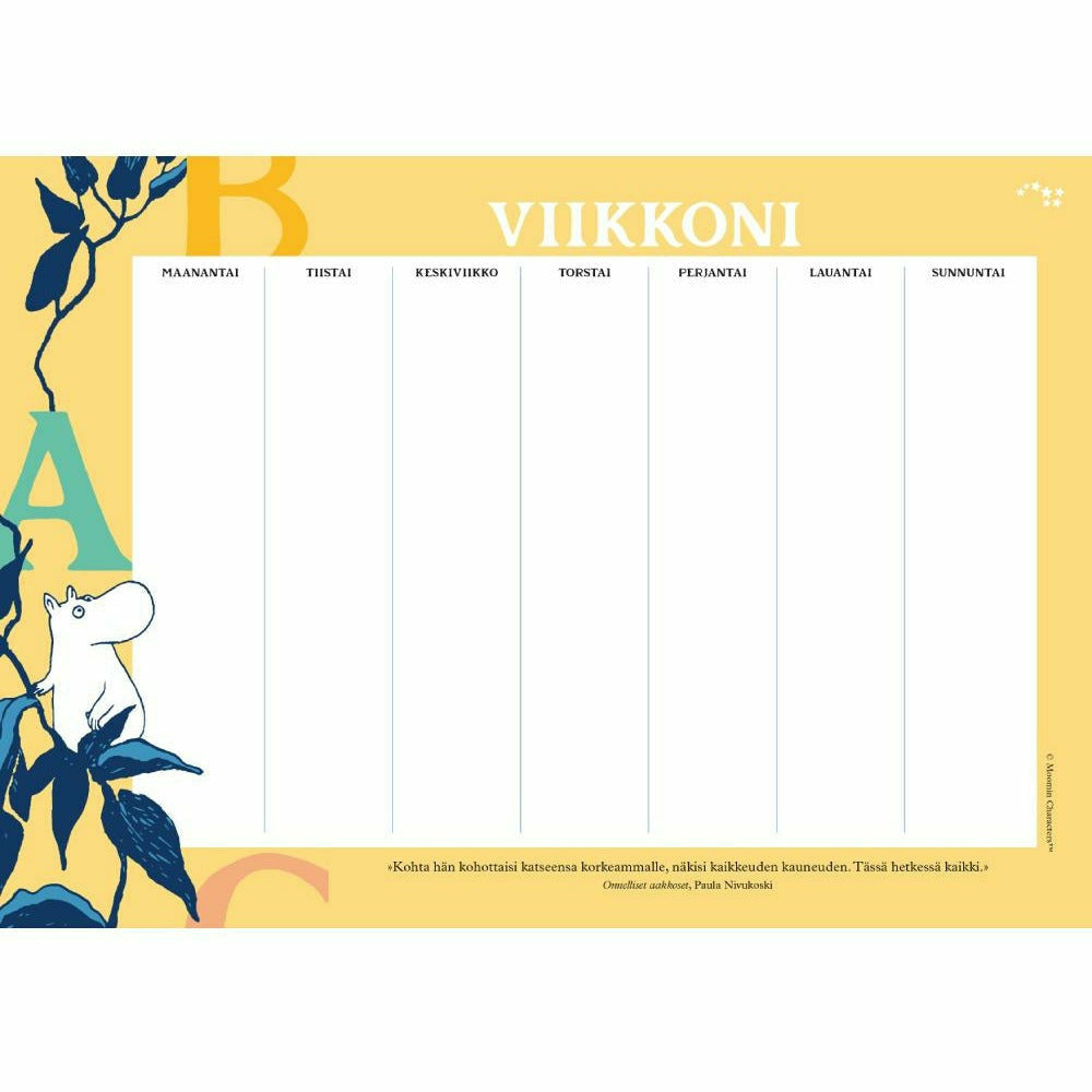 Onnelliset Aakkoset Weekly Notes - Otava - The Official Moomin Shop