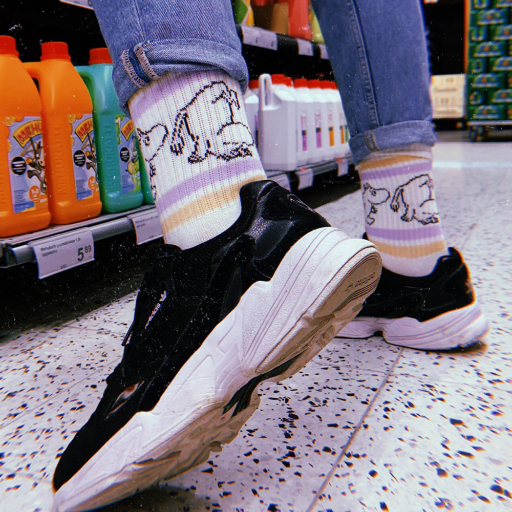 Moomintroll Retro Socks 36-42 White/Lilac - Nordicbuddies - The Official Moomin Shop