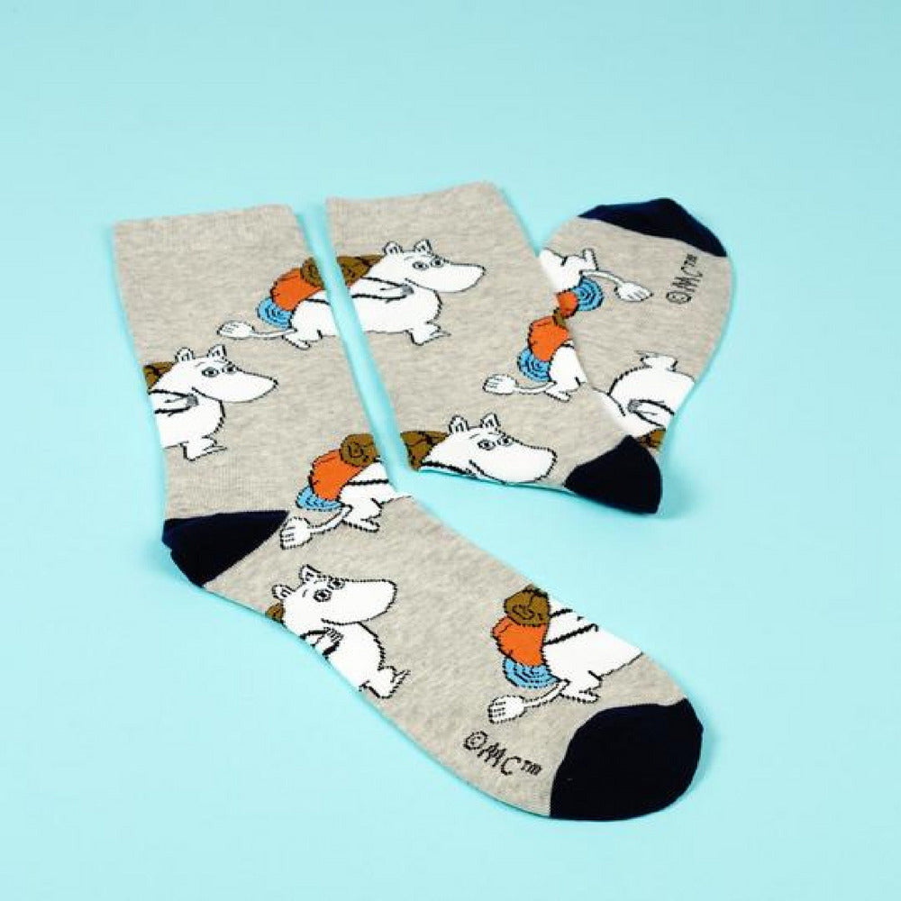 Moomintroll Adventuring Socks 40-45 Grey - The Official Moomin Shop