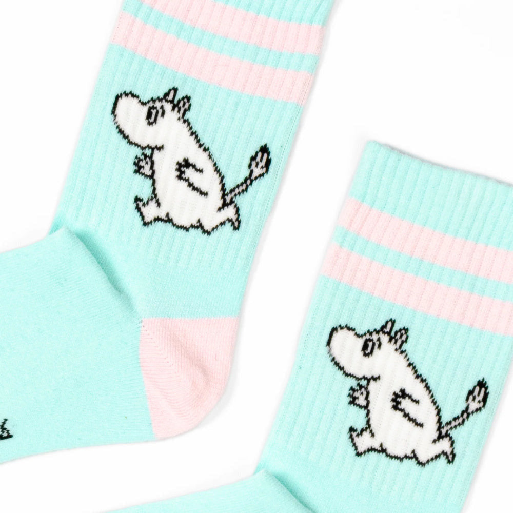 Moomintroll Running Retro Socks 36-42 Blue/Pink - The Official Moomin Shop