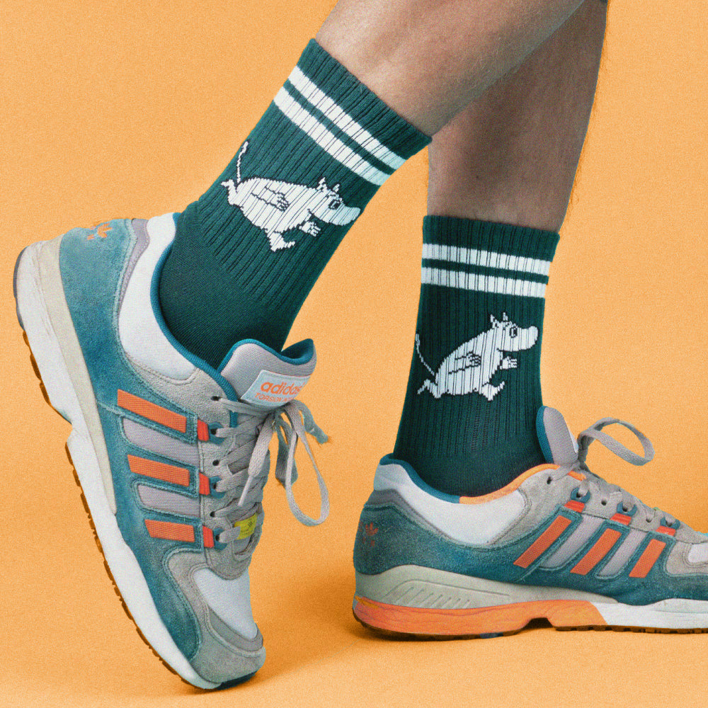 Moomintroll Retro Socks Forest Green - Nordicbuddies - The Official Moomin Shop