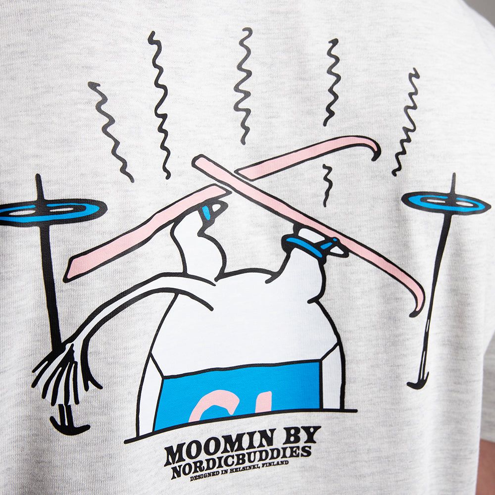Moomintroll Skiing T-shirt Grey - Nordicbuddies - The Official Moomin Shop