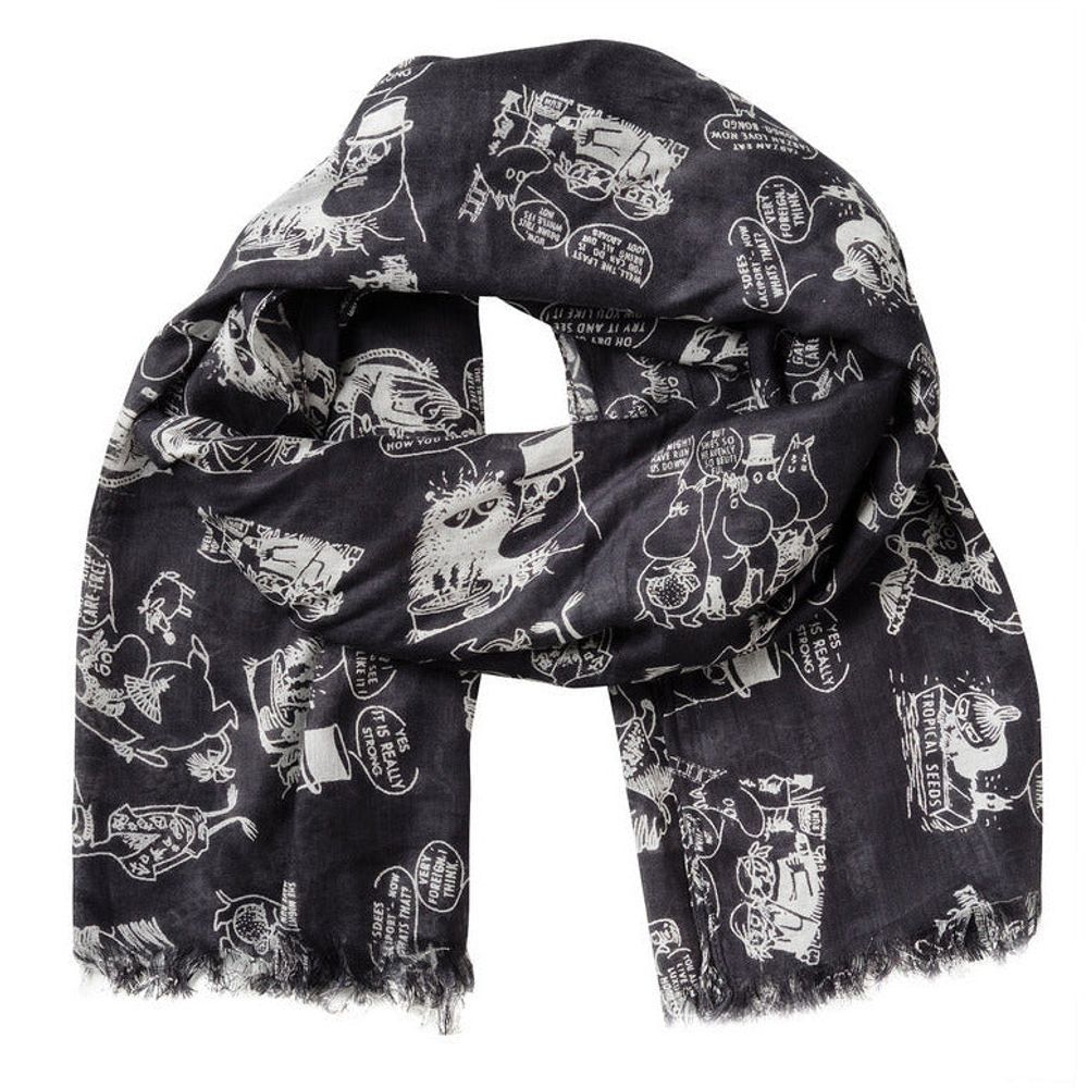 Moomin On Vacation Scarf Black - Lasessor - The Official Moomin Shop