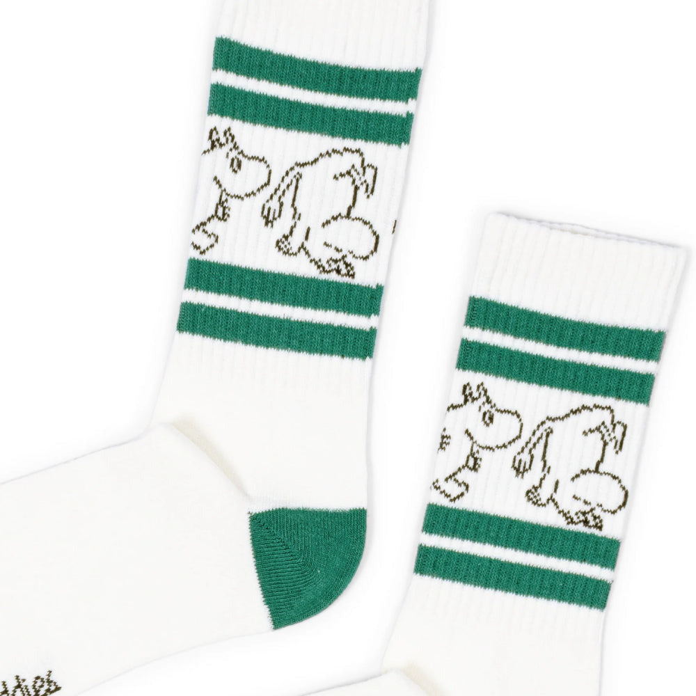 Moomintroll Retro Socks 40-45 White/Green - The Official Moomin Shop