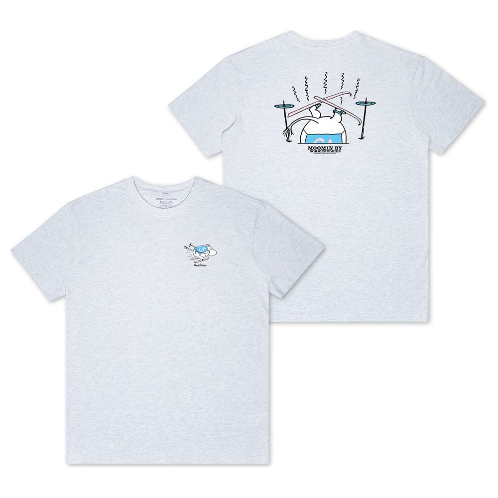 Moomintroll Skiing T-shirt Grey - Nordicbuddies - The Official Moomin Shop