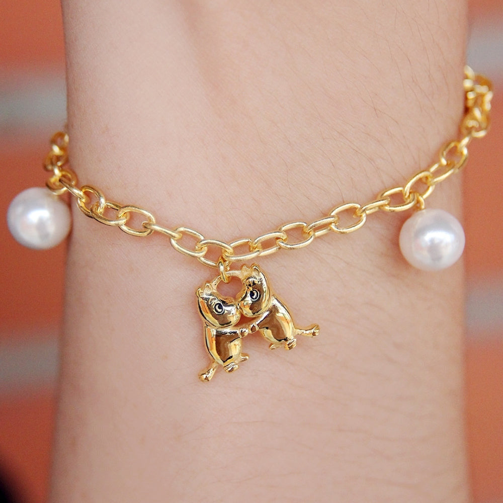 Snorkmaiden and Moomintroll Gold Bracelet - Moress Charms - The Official Moomin Shop
