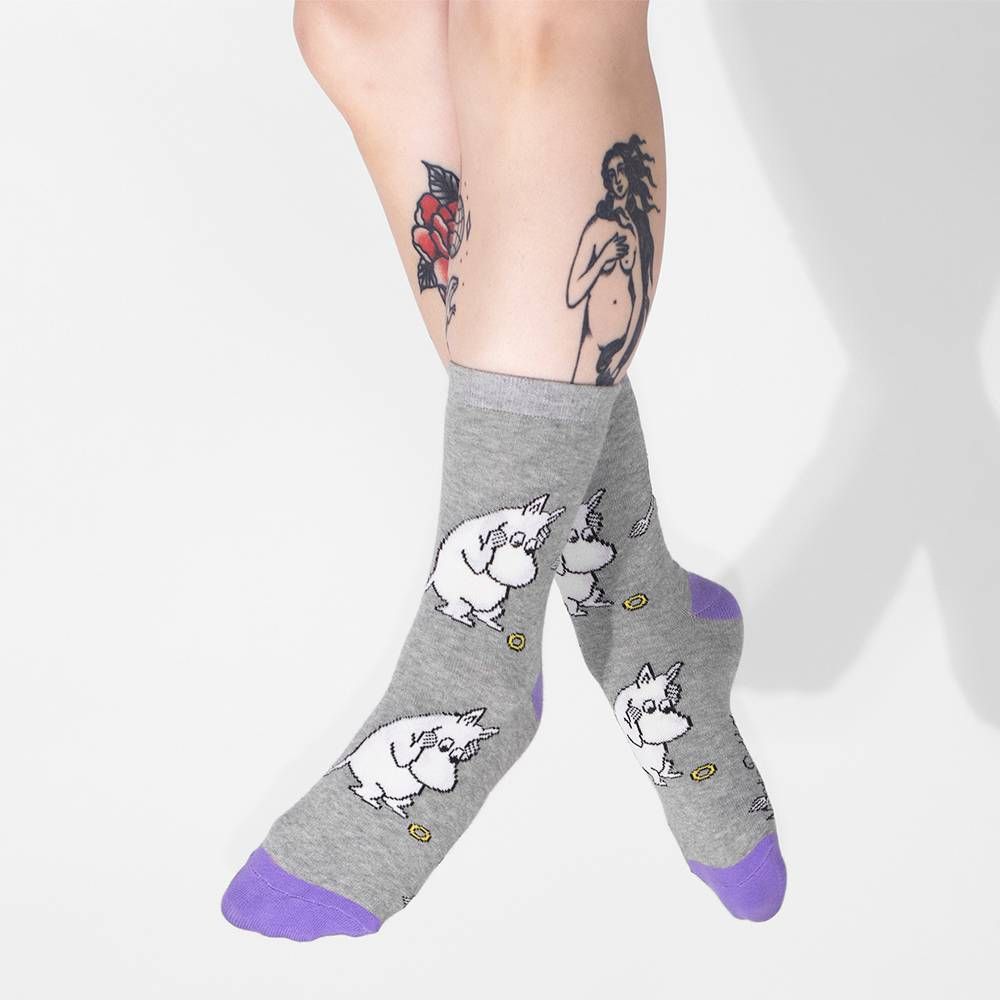 Moomintroll Anklet Socks Light Grey 36-42 - Nordicbuddies - The Official Moomin Shop