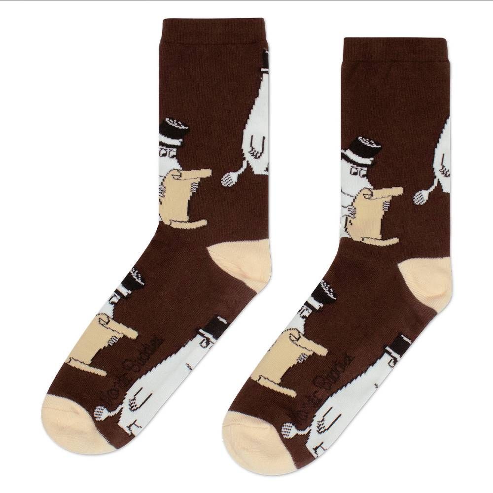 Moominpappa Letter Socks Brown 40-45 - Nordicbuddies - The Official Moomin Shop