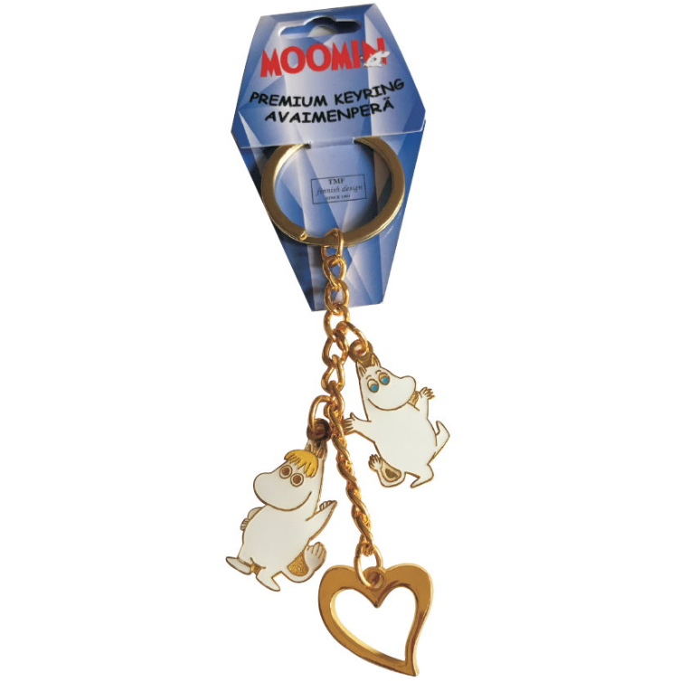 Moomintroll &amp; Snorkmaiden Heart Metal Keyring - TMF Trade - The Official Moomin Shop