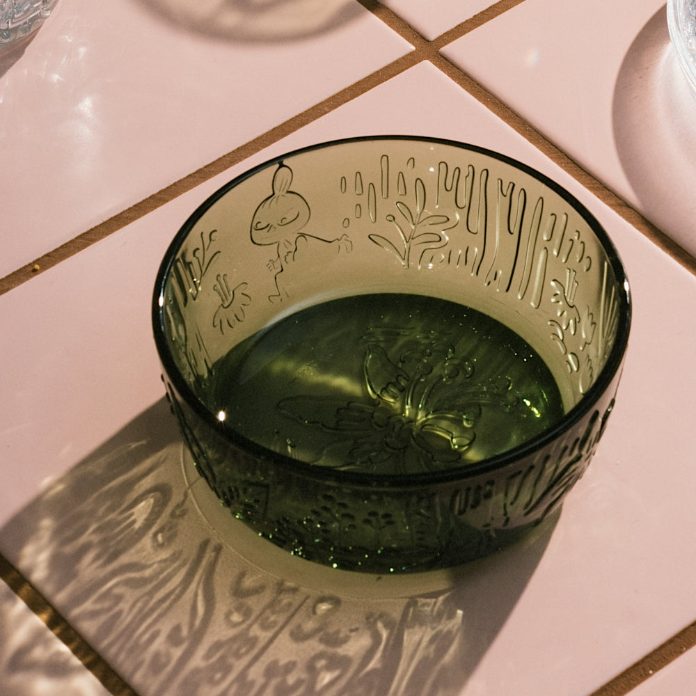 Moomin Mystical Forest Glass Bowl 35cl Green - The Official Moomin Shop
