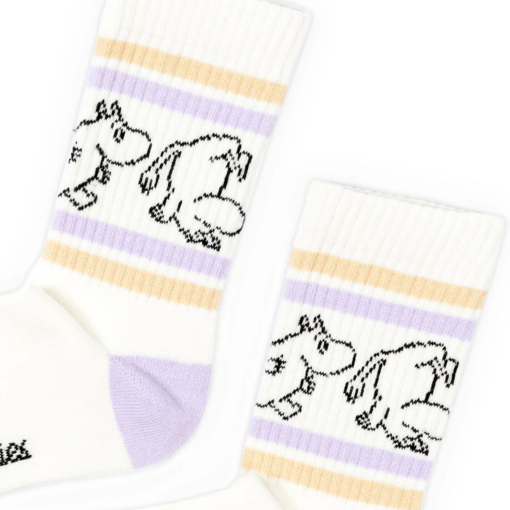 Moomintroll Retro Socks White/Lilac - Nordicbuddies - The Official Moomin Shop