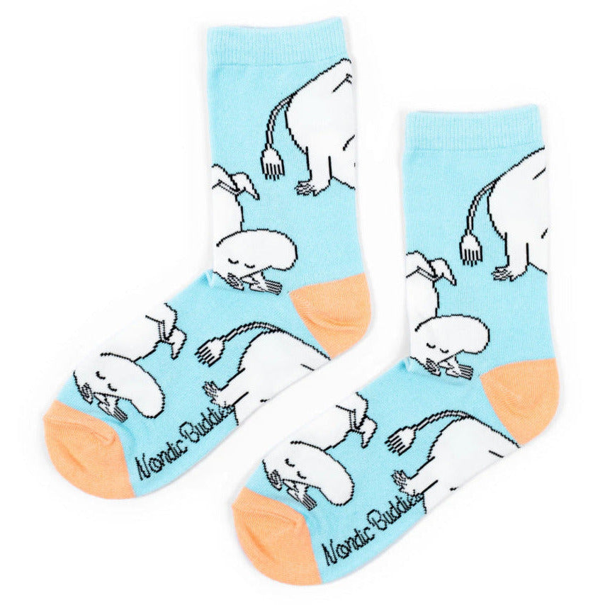 Moomintroll Happiness Socks Light Blue - Nordicbuddies - The Official Moomin Shop