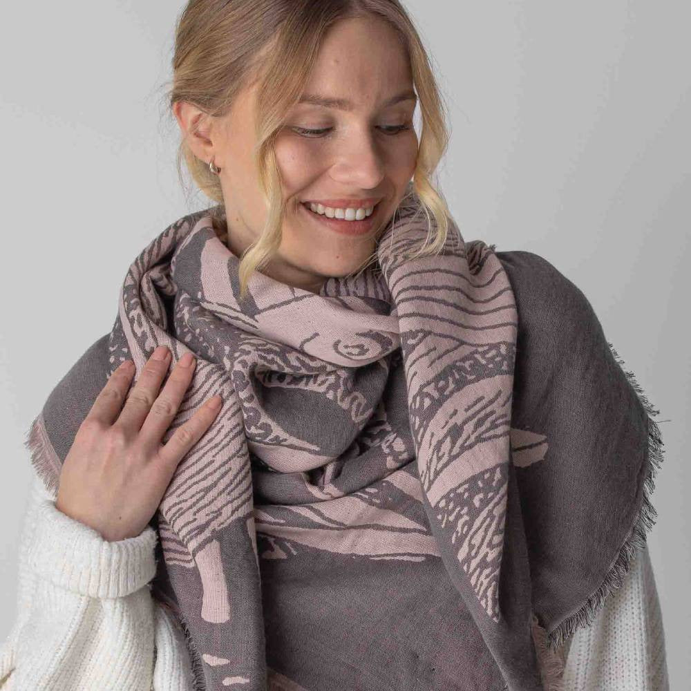 Moomin Summer Madness Scarf Rose & Grey- Lasessor - The Official Moomin Shop