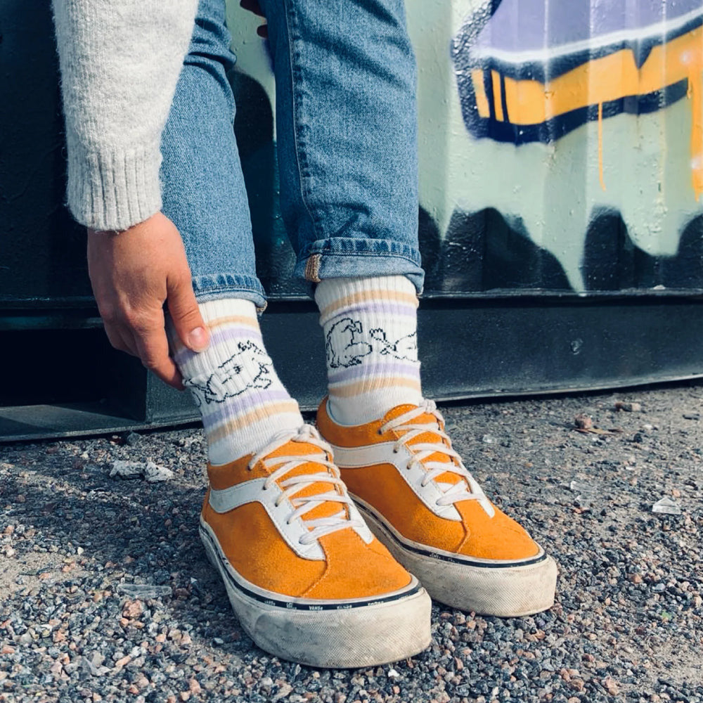 Moomintroll Retro Socks 36-42 White/Lilac - The Official Moomin Shop