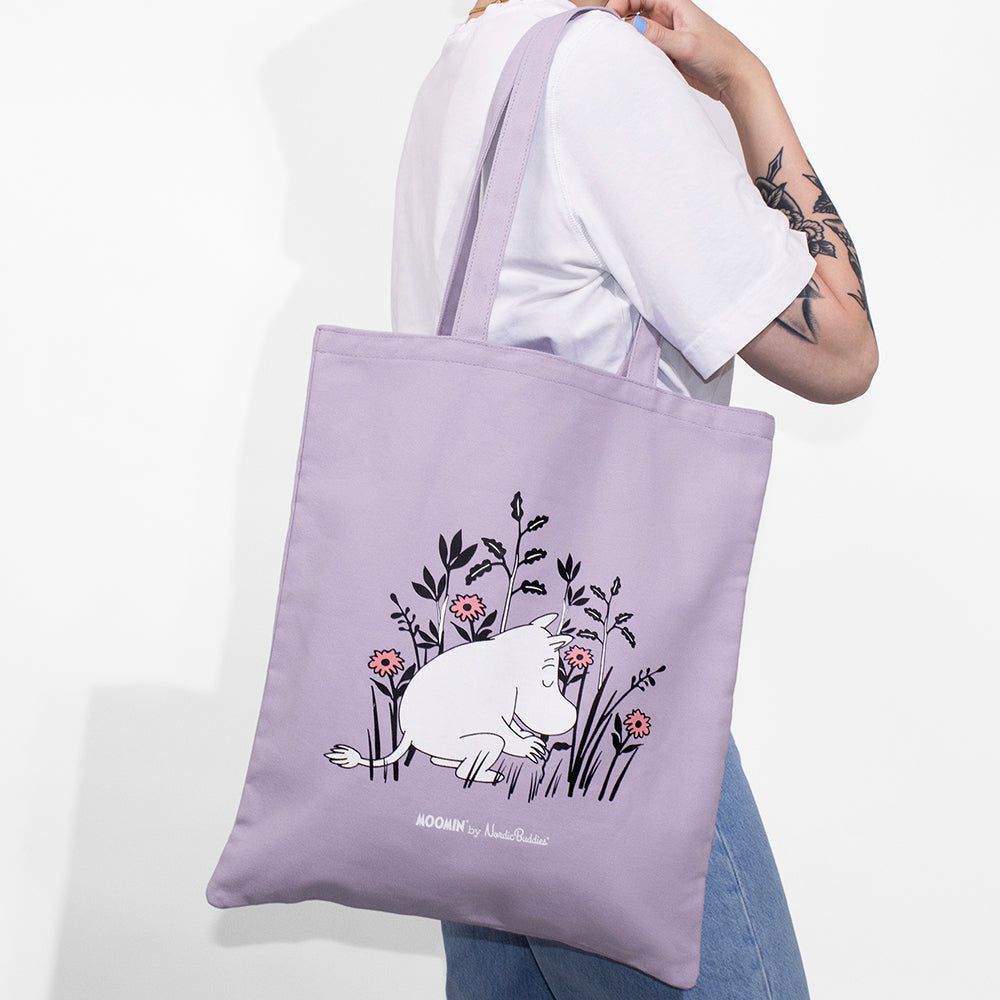 Moomintroll Gardering Tote Bag Lilac - Nordicbuddies - The Official Moomin Shop