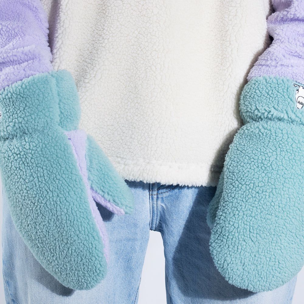 Moomintroll Fleece Mittens Blue/Lilac - Nordicbuddies - The Official Moomin Shop