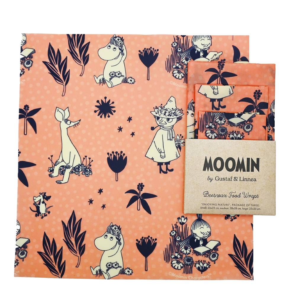 Snorkmaiden Bees Wax Wrap Enjoying Nature 3-pack - Gustaf &amp; Linnea - The Official Moomin Shop