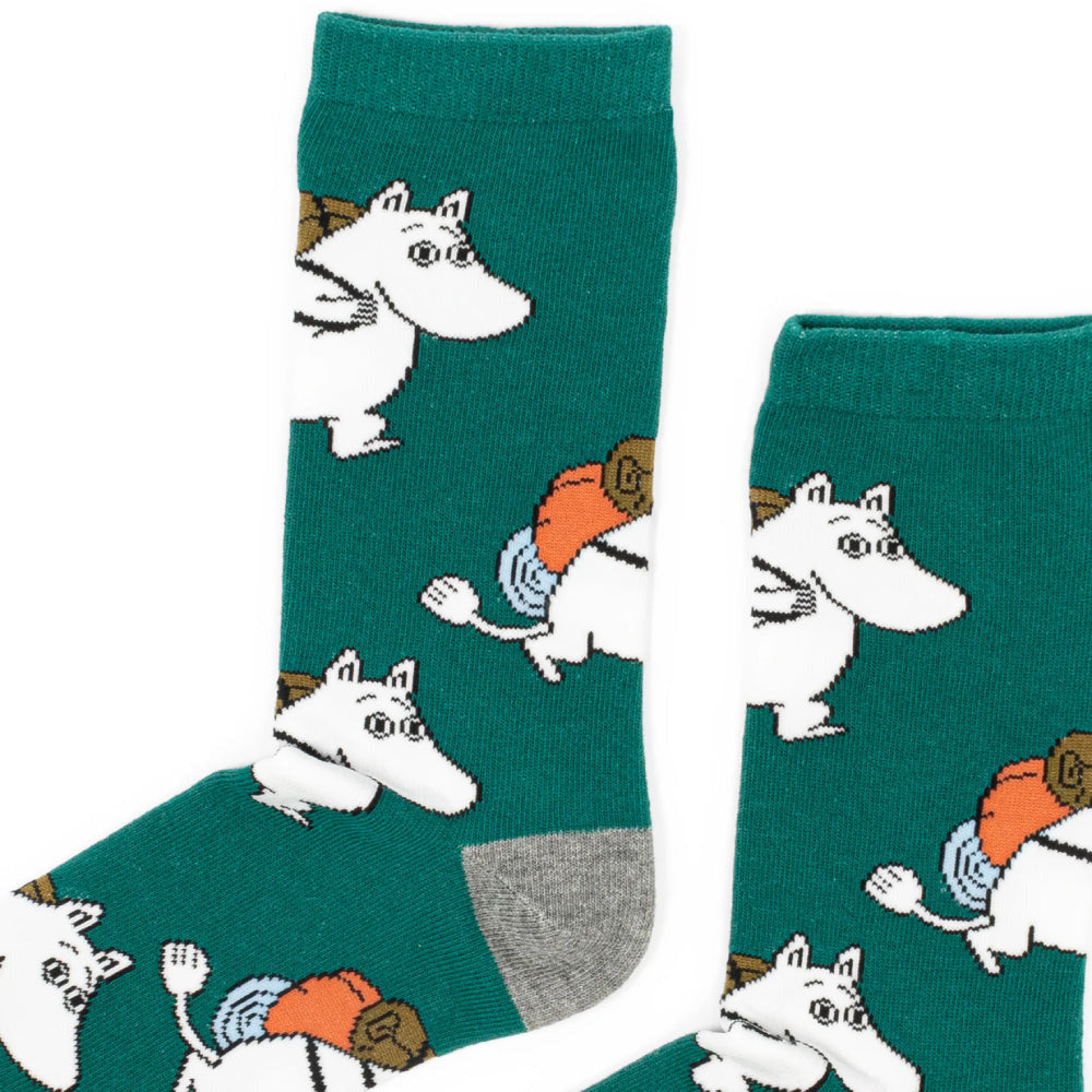 Moomintroll Adventuring Socks Green - Nordicbuddies - The Official Moomin Shop