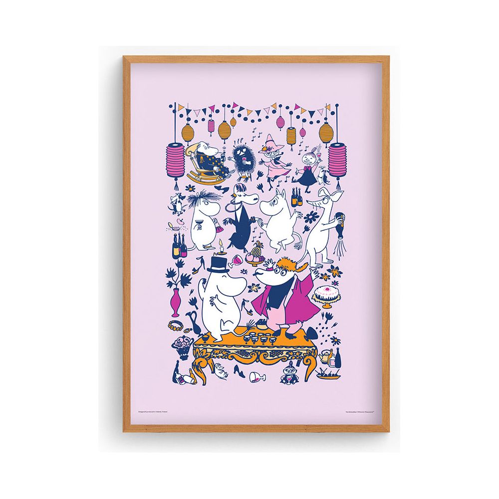 Moomin Party Poster Pink - Nordicbuddies - The Official Moomin Shop